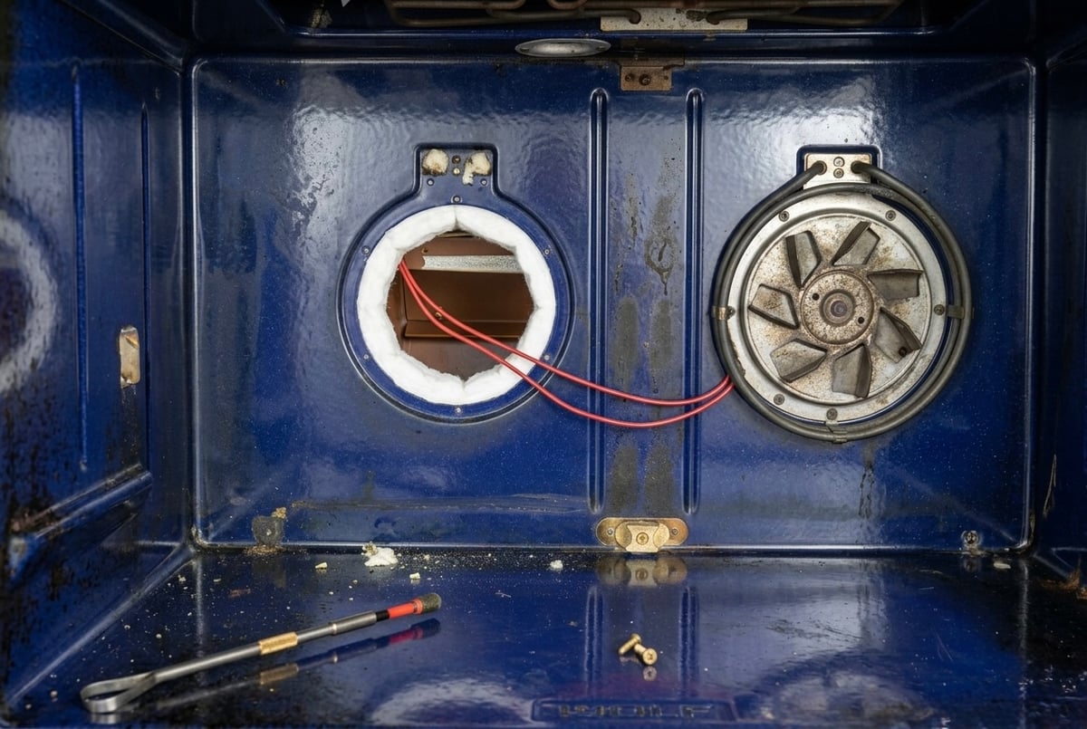 Failed Wolf bake element — internal break causing slow preheat and low temperature